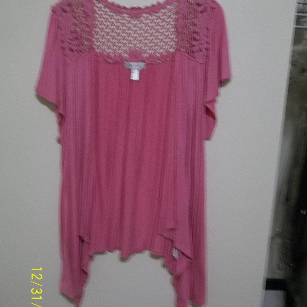 dressbarn Pink Short Sleeve Lightweight Cardigan Size 1X